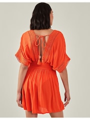 Accessorize Orange Short Embroidered Kaftan - Image 3 of 4