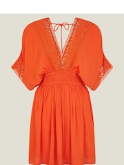 Accessorize Orange Short Embroidered Kaftan - Image 4 of 4
