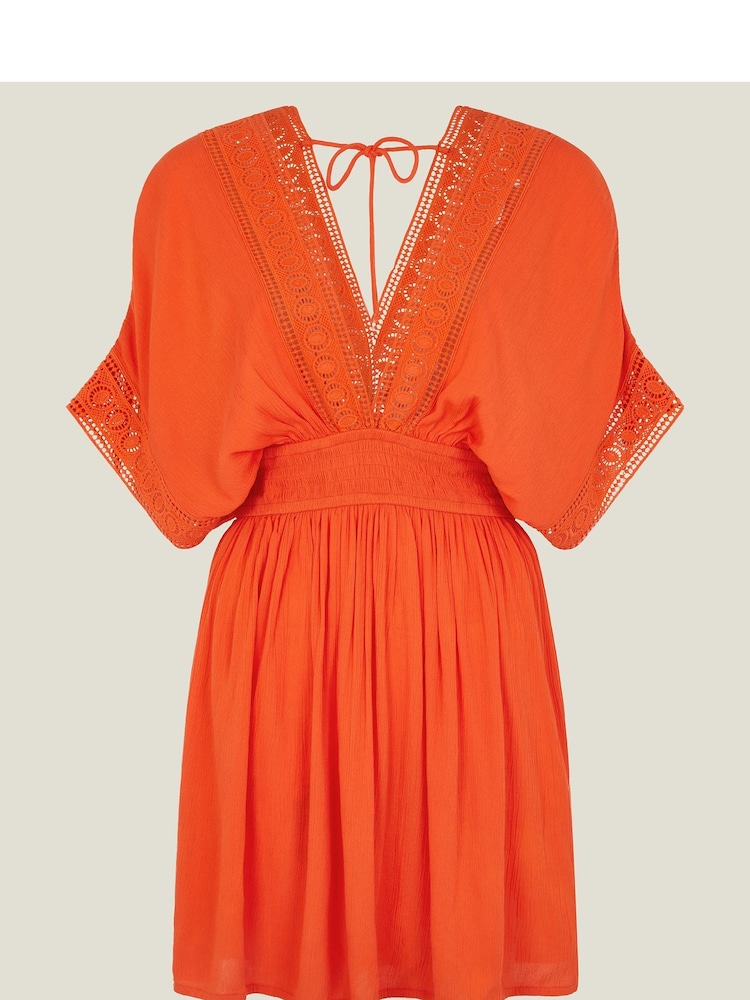 Accessorize Orange Short Embroidered Kaftan - Image 4 of 4