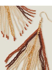Accessorize Orange Bead Tassel Earrings - Image 2 of 3