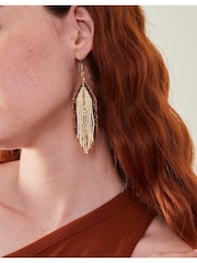 Accessorize Orange Bead Tassel Earrings - Image 3 of 3