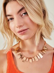 Accessorize Gold Tone Statement Aztec Style Collar Necklace - Image 3 of 3