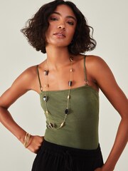 Accessorize Natural Wooden Bead Long Rope Necklace - Image 3 of 3
