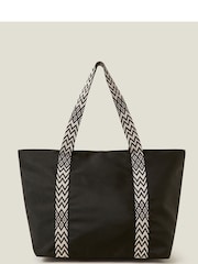 Accessorize Black Webbing Strap Tote Bag - Image 1 of 4