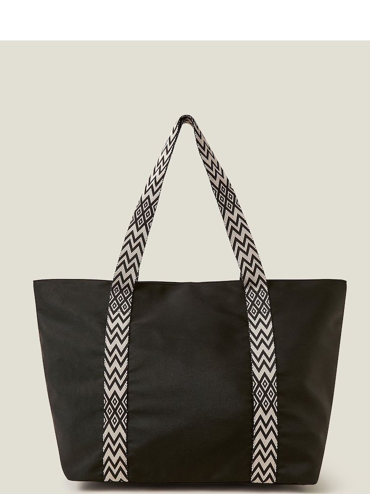Accessorize Black Webbing Strap Tote Bag - Image 1 of 4