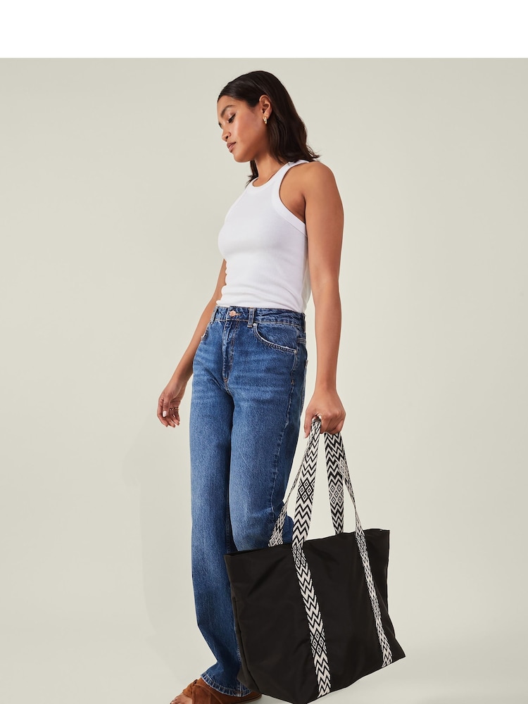 Accessorize Black Webbing Strap Tote Bag - Image 4 of 4