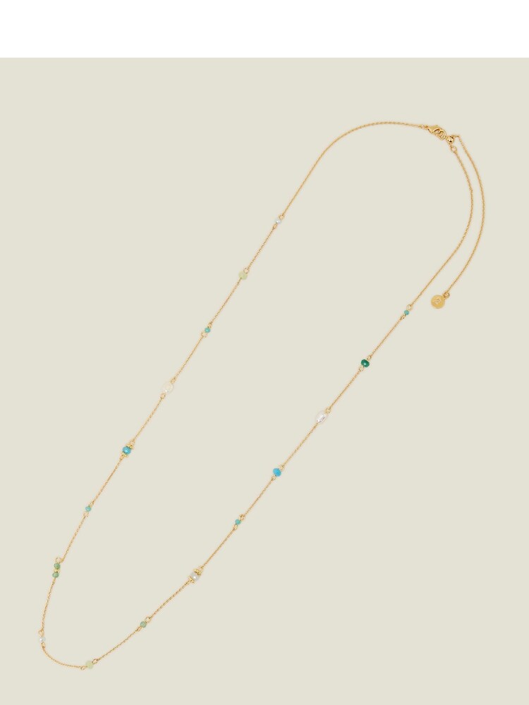 Accessorize Gold Tone 14ct Long Beaded Necklace - Image 1 of 3
