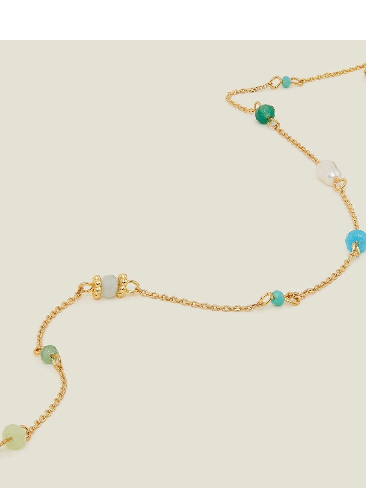 Accessorize Gold Tone 14ct Long Beaded Necklace - Image 2 of 3