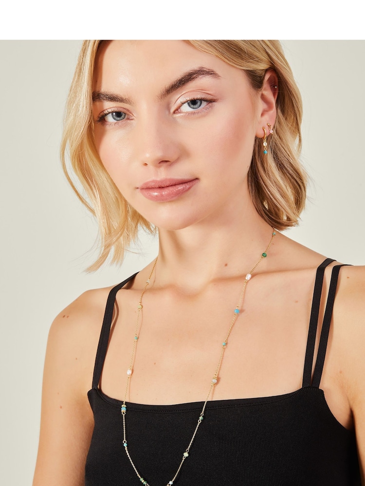 Accessorize Gold Tone 14ct Long Beaded Necklace - Image 3 of 3