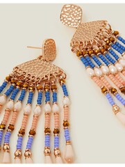 Accessorize Blue Chevron Beaded Tassel Earrings - Image 2 of 3