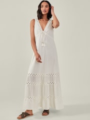 Accessorize Natural 100% Cotton Embroidered Maxi Dress - Image 1 of 4