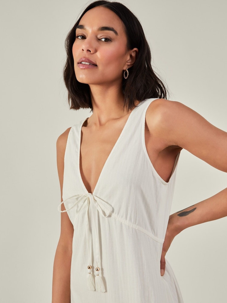 Accessorize Natural 100% Cotton Embroidered Maxi Dress - Image 2 of 4