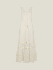 Accessorize Natural 100% Cotton Embroidered Maxi Dress - Image 4 of 4