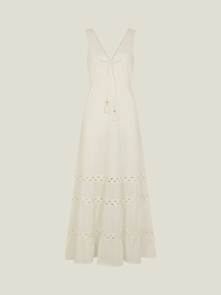 Accessorize Natural 100% Cotton Embroidered Maxi Dress - Image 4 of 4