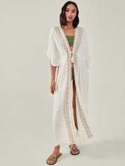 Accessorize Natural Maxi Embroidered Kimono - Image 1 of 4