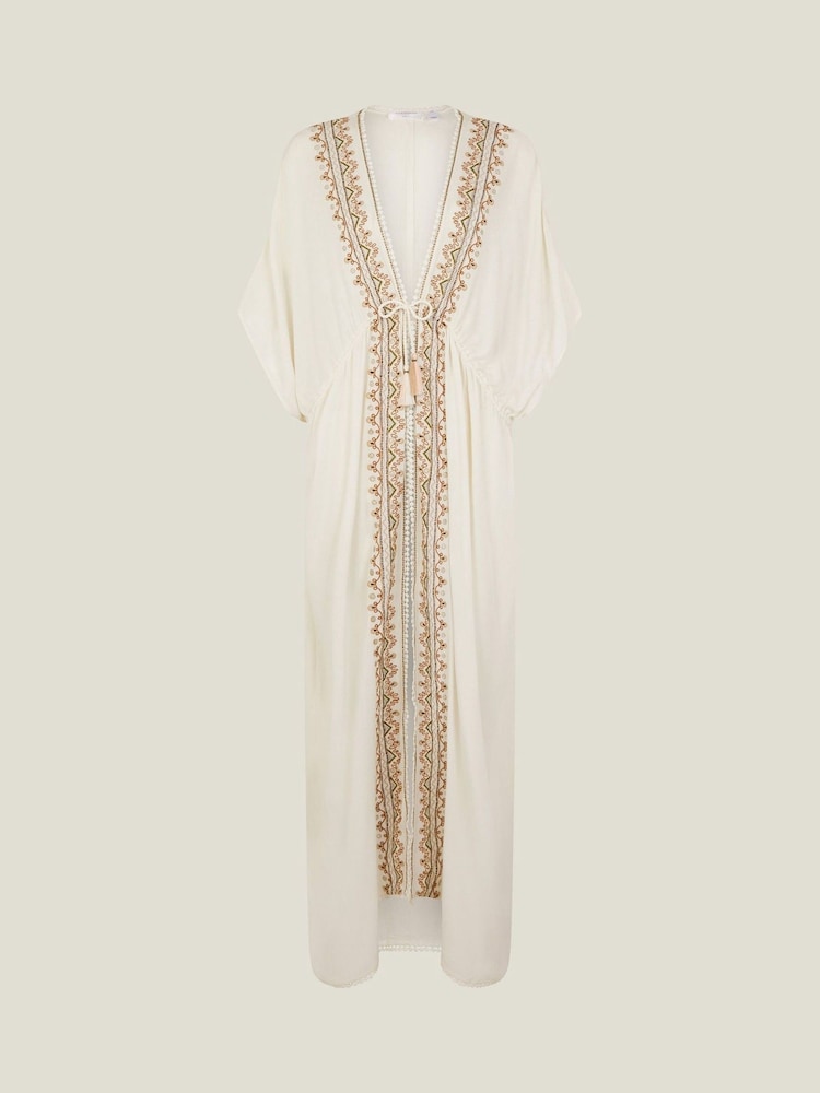 Accessorize Natural Maxi Embroidered Kimono - Image 4 of 4