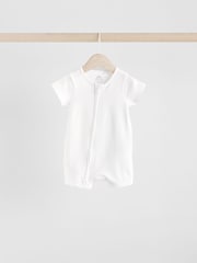 Blanco - Baby Two Way Zip 100% Cotton Rompers Sleepsuits 3 Pack (0mths-3yrs) - Imagen 5 de 10