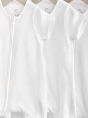 Blanco - Baby Two Way Zip 100% Cotton Rompers Sleepsuits 3 Pack (0mths-3yrs) - Imagen 7 de 10
