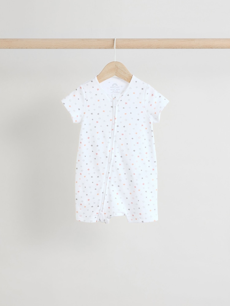 White 100% Cotton Two Way Zip Romper Sleepsuits 3 Pack (0mths-3yrs) - Image 3 of 12