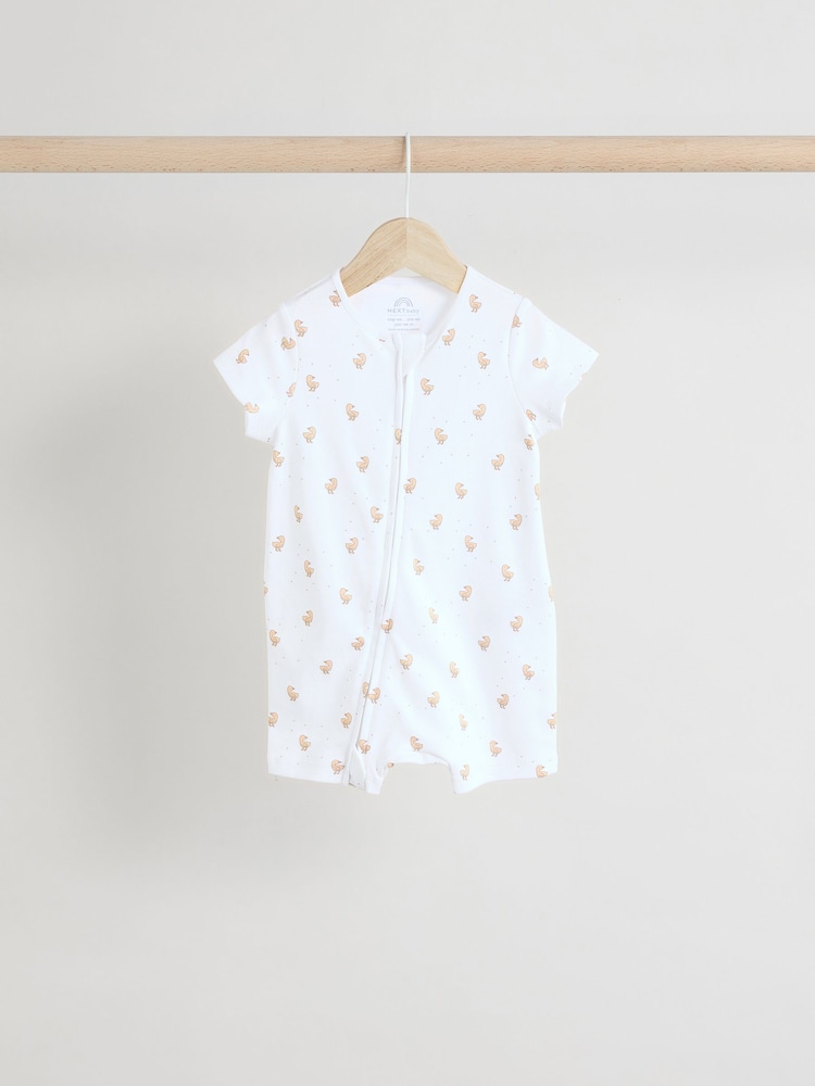 White 100% Cotton Two Way Zip Romper Sleepsuits 3 Pack (0mths-3yrs) - Image 4 of 12