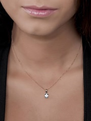 The Diamond Store Blue Blue Topaz 7 X 5mm 9K Yellow Gold Pendant Necklace - Image 2 of 5