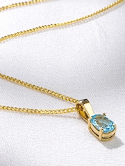 The Diamond Store Blue Blue Topaz 7 X 5mm 9K Yellow Gold Pendant Necklace - Image 4 of 5