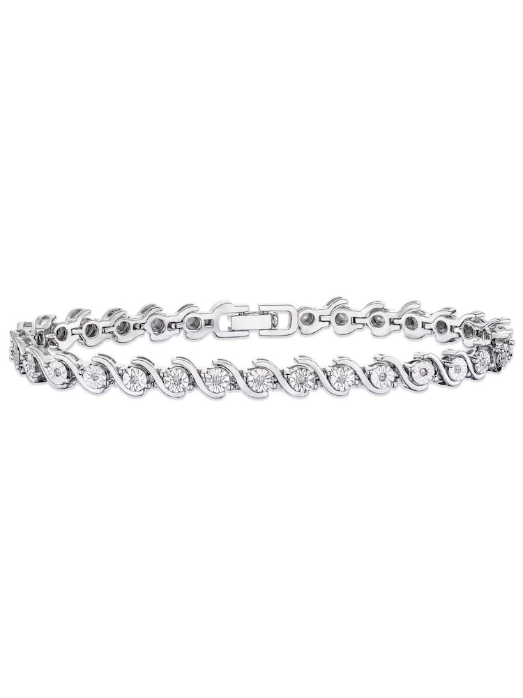 The Diamond Store Silver Tone 0.19ct Diamond And Silver Twist Bracelet - Image 1 of 4