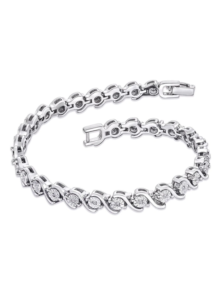 The Diamond Store Silver Tone 0.19ct Diamond And Silver Twist Bracelet - Image 2 of 4