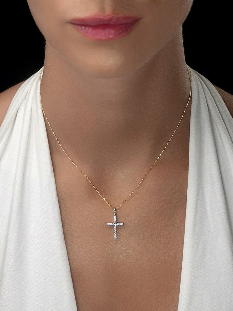 The Diamond Store Gold Tone Lab Diamond Pendant Necklace Claw Set 0.25ct - Image 2 of 5
