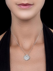 The Diamond Store Silver Tone Heart Locket Lab Diamond Necklace White Topaz - Image 2 of 7