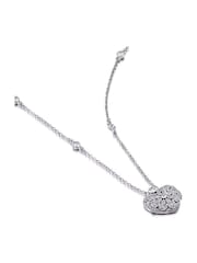 The Diamond Store Silver Tone Heart Locket Lab Diamond Necklace White Topaz - Image 3 of 7
