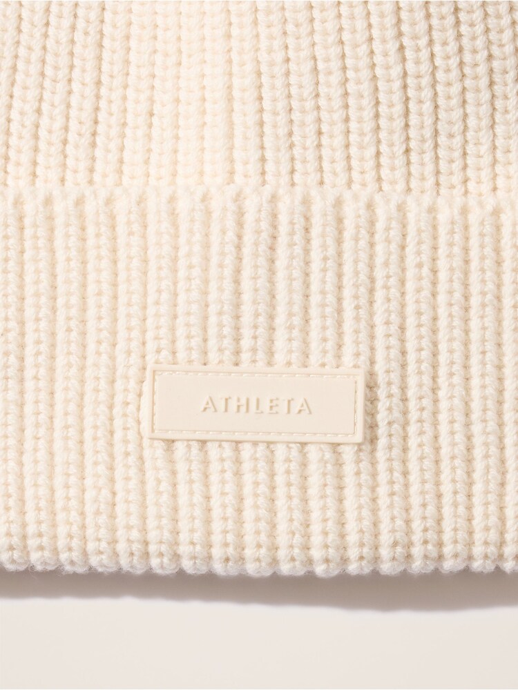 Athleta Cream Cosy Hour Ribbed Beanie Hat - Image 2 of 3 Athleta Cream Cosy Hour Ribbed Beanie Hat - Image 2 of 3