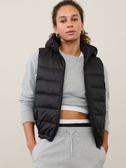 Athleta Black Aire Puffer Vest Gilet Jacket - Image 1 of 4