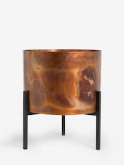 French Connection Copper Medium Patina Metal Stand Plant Pot - Image 3 of 4
