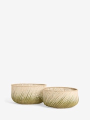 French Connection Sage Green & Natural Ombre Rattan Storage Baskets - Image 3 of 5