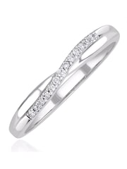 The Diamond Store Silver Tone Lab Diamond Half Eternity Wave Ring 0.05ct In 925 - Image 1 of 7