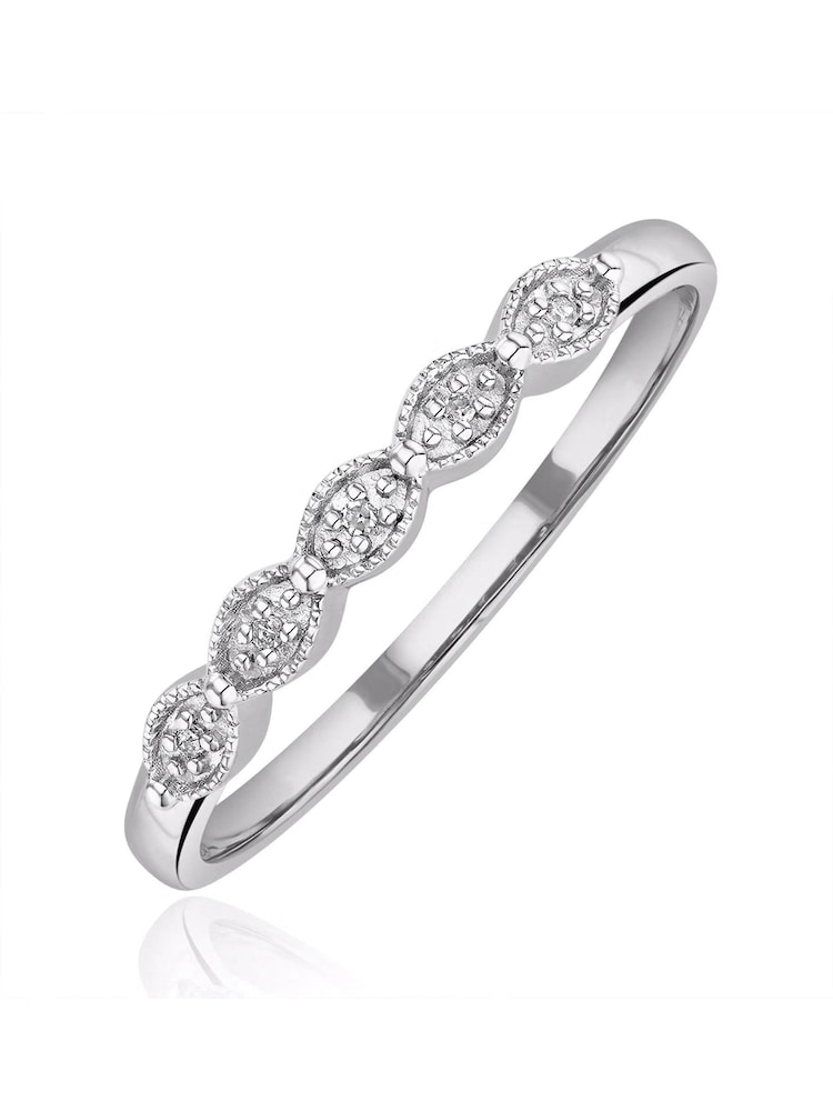 The Diamond Store White Half Eternity Ring 0.02CT Diamond 9K - Image 1 of 4 The Diamond Store White Half Eternity Ring 0.02CT Diamond 9K - Image 1 of 4