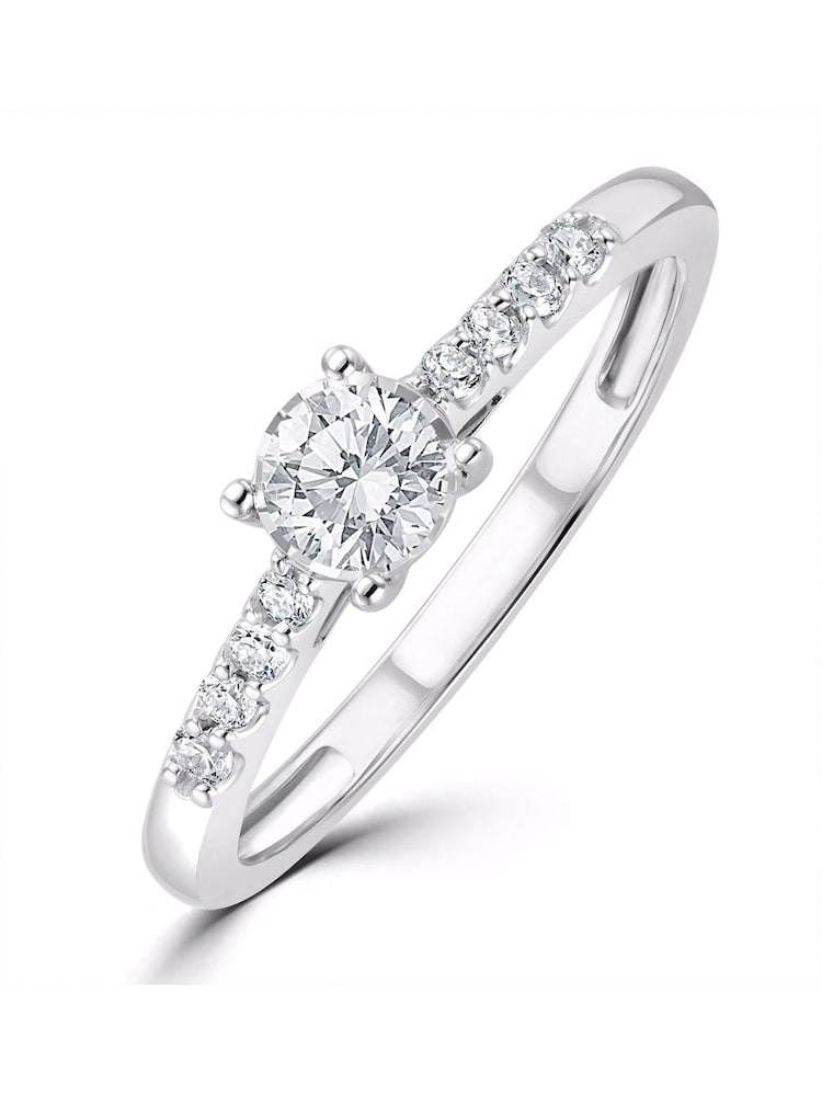 The Diamond Store Silver Tone Lab Diamond Side Stone Engagement Ring 0.25ct In 925 - Image 1 of 7