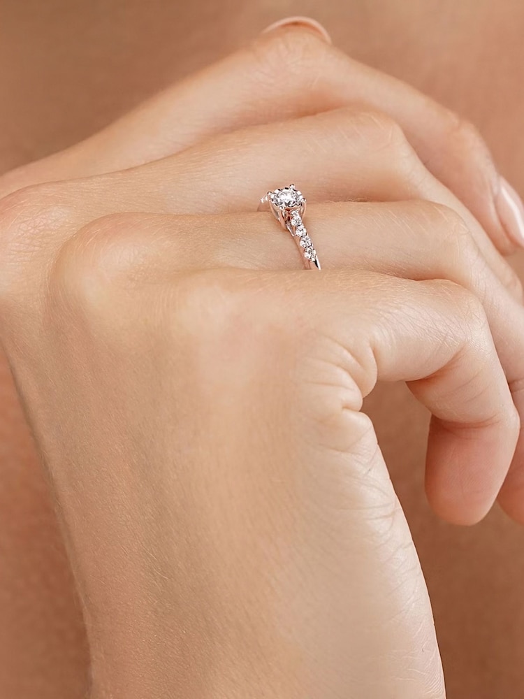 The Diamond Store Silver Tone Lab Diamond Side Stone Engagement Ring 0.25ct In 925 - Image 2 of 7