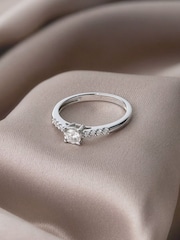 The Diamond Store Silver Tone Lab Diamond Side Stone Engagement Ring 0.25ct In 925 - Image 4 of 7