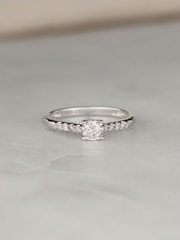 The Diamond Store Silver Tone Lab Diamond Side Stone Engagement Ring 0.25ct In 925 - Image 6 of 7