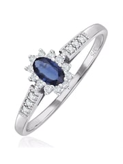 The Diamond Store Blue Sapphire Ring With Lab Diamonds In 925 - Image 1 of 5