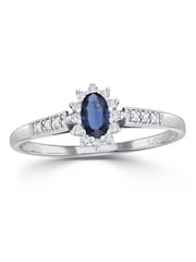 The Diamond Store Blue Sapphire Ring With Lab Diamonds In 925 - Image 2 of 5