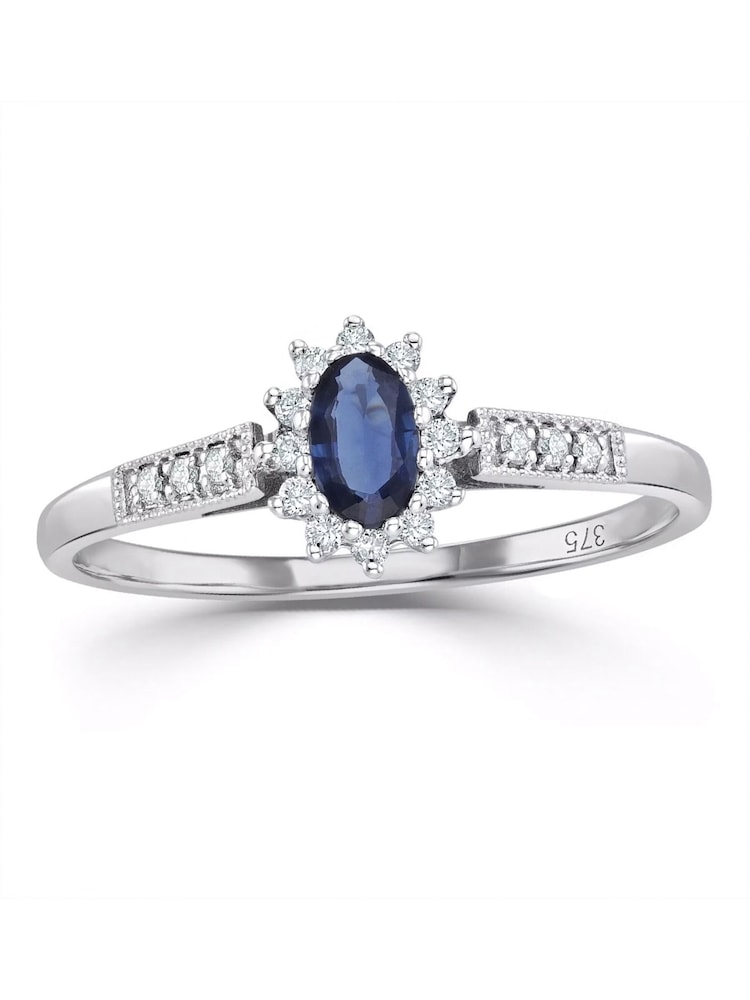 The Diamond Store Blue Sapphire Ring With Lab Diamonds In 925 - Image 2 of 5