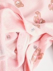 Pink Bear Print Long Sleeve Bodysuit & Baby 100% Cotton Dungarees Set (0mths-3yrs) - Image 11 of 12