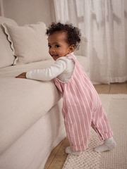 Rosa gestreift - Baby-Set aus Langarmbody und Latzhose (0 Monate bis 2 Jahre) - Bild 2 von 3