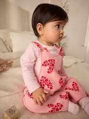 Pink/Red Hearts Dungarees and Bodysuit Set (0mths-3yrs) - Image 1 of 12