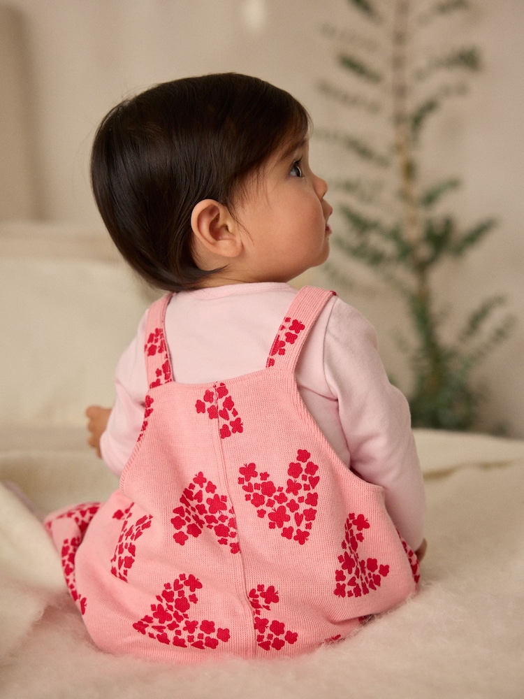 Pink/Red Hearts Dungarees and Bodysuit Set (0mths-3yrs) - Image 2 of 12