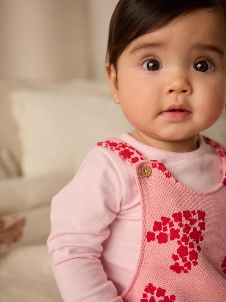 Pink/Red Hearts Dungarees and Bodysuit Set (0mths-3yrs) - Image 4 of 12