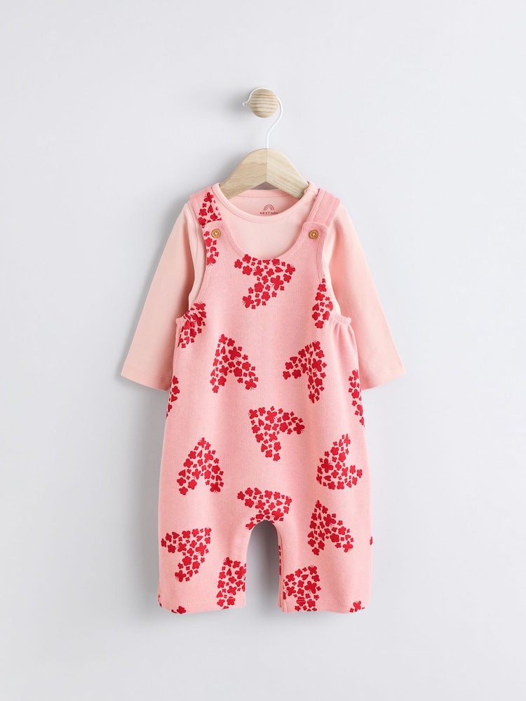 Pink/Red Hearts Dungarees and Bodysuit Set (0mths-3yrs) - Image 5 of 12